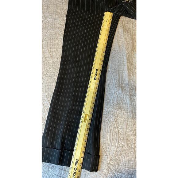 Vtg NWT Deadstock Polo Ralph Lauren Sz 10 Linen Blk Pinstripe Wide Leg Cuff Pnts - Picture 8 of 9